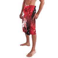 Polynesia Hammerhead Shark Lavalava Red Tribal Pattern With Plumeria LT05 - Polynesian Pride
