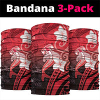 Polynesia Hammerhead Shark Neck Gaiter Red Tribal Pattern With Plumeria - Polynesian Pride