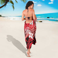 Polynesia Hammerhead Shark Sarong Red Tribal Pattern With Plumeria - Polynesian Pride