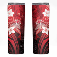 Polynesia Hammerhead Shark Skinny Tumbler Red Tribal Pattern With Plumeria LT05 Red - Polynesian Pride