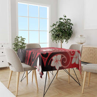 Polynesia Hammerhead Shark Tablecloth Red Tribal Pattern With Plumeria LT05 - Polynesian Pride