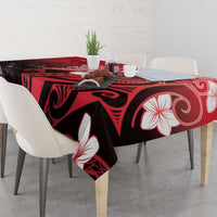 Polynesia Hammerhead Shark Tablecloth Red Tribal Pattern With Plumeria LT05 - Polynesian Pride