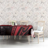 Polynesia Hammerhead Shark Tablecloth Red Tribal Pattern With Plumeria LT05 - Polynesian Pride