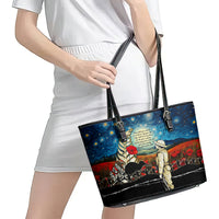 Kei Wareware Tatou New Zealand ANZAC Day Leather Tote Bag Starry Night Inspo Style LT05 - Polynesian Pride