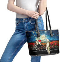 Kei Wareware Tatou New Zealand ANZAC Day Leather Tote Bag Starry Night Inspo Style LT05 - Polynesian Pride