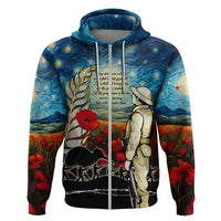 Kei Wareware Tatou New Zealand ANZAC Day Zip Hoodie Starry Night Inspo Style LT05 Zip Hoodie Blue - Polynesian Pride