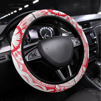 New Zealand Women's Day Steering Wheel Cover Maori Wahine Polynesian Pattern LT05 Universal Fit White - Polynesian Pride