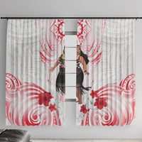 New Zealand Women's Day Window Curtain Maori Wahine Polynesian Pattern LT05 With Hooks White - Polynesian Pride