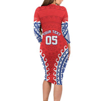 Custom Tuamotu Archipelago Family Matching Long Sleeve Bodycon Dress and Hawaiian Shirt Polynesian Tribal Tattoo