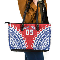 Custom Tuamotu Archipelago Leather Tote Bag Polynesian Tribal Tattoo LT05 - Polynesian Pride
