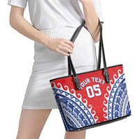 Custom Tuamotu Archipelago Leather Tote Bag Polynesian Tribal Tattoo LT05 - Polynesian Pride