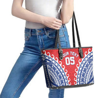 Custom Tuamotu Archipelago Leather Tote Bag Polynesian Tribal Tattoo LT05 - Polynesian Pride