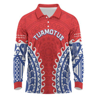 Custom Tuamotu Archipelago Long Sleeve Polo Shirt Polynesian Tribal Tattoo LT05 Red - Polynesian Pride