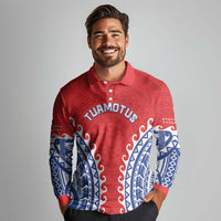 Custom Tuamotu Archipelago Long Sleeve Polo Shirt Polynesian Tribal Tattoo LT05 - Polynesian Pride