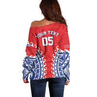 Custom Tuamotu Archipelago Off Shoulder Sweater Polynesian Tribal Tattoo LT05 - Polynesian Pride