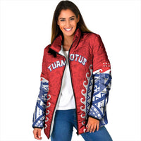 Custom Tuamotu Archipelago Padded Jacket Polynesian Tribal Tattoo LT05 Women Red - Polynesian Pride