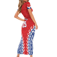 Custom Tuamotu Archipelago Short Sleeve Bodycon Dress Polynesian Tribal Tattoo LT05 - Polynesian Pride