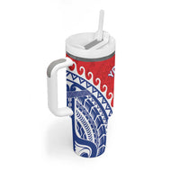 Custom Tuamotu Archipelago Tumbler With Handle Polynesian Tribal Tattoo LT05 - Polynesian Pride