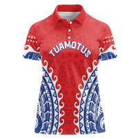 Custom Tuamotu Archipelago Women Polo Shirt Polynesian Tribal Tattoo LT05 Female Red - Polynesian Pride