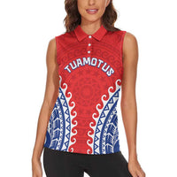 Custom Tuamotu Archipelago Women Sleeveless Polo Shirt Polynesian Tribal Tattoo LT05 - Polynesian Pride