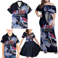Tuamotu Islands Family Matching Off Shoulder Maxi Dress and Hawaiian Shirt Polynesian Pattern With Turtle LT05 - Polynesian Pride