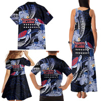 Tuamotu Islands Family Matching Tank Maxi Dress and Hawaiian Shirt Polynesian Pattern With Turtle LT05 - Polynesian Pride