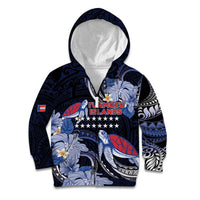 Tuamotu Islands Kid Hoodie Polynesian Pattern With Turtle LT05 Zip Hoodie Black - Polynesian Pride