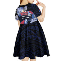 Tuamotu Islands Kid Short Sleeve Dress Polynesian Pattern With Turtle LT05 - Polynesian Pride