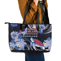 Tuamotu Islands Leather Tote Bag Polynesian Pattern With Turtle LT05 - Polynesian Pride