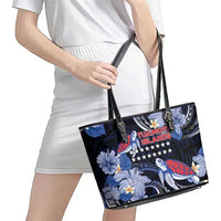 Tuamotu Islands Leather Tote Bag Polynesian Pattern With Turtle LT05 - Polynesian Pride