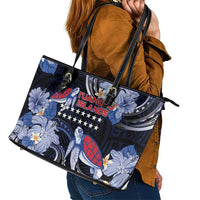 Tuamotu Islands Leather Tote Bag Polynesian Pattern With Turtle LT05 - Polynesian Pride