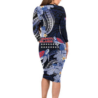 Tuamotu Islands Long Sleeve Bodycon Dress Polynesian Pattern With Turtle LT05 - Polynesian Pride