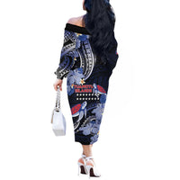 Tuamotu Islands Off The Shoulder Long Sleeve Dress Polynesian Pattern With Turtle LT05 - Polynesian Pride
