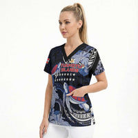 Tuamotu Islands Scrub Top Polynesian Pattern With Turtle LT05 - Polynesian Pride