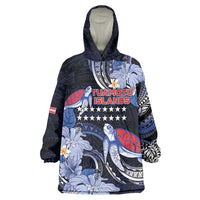 Tuamotu Islands Wearable Blanket Hoodie Polynesian Pattern With Turtle LT05 One Size Black - Polynesian Pride