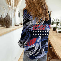 Tuamotu Islands Women Casual Shirt Polynesian Pattern With Turtle LT05 - Polynesian Pride