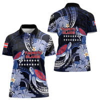 Tuamotu Islands Women Polo Shirt Polynesian Pattern With Turtle LT05 - Polynesian Pride