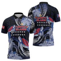Tuamotu Islands Zipper Polo Shirt Polynesian Pattern With Turtle LT05 - Polynesian Pride