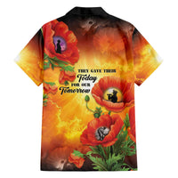 ANZAC Day Red Poppy Family Matching Off The Shoulder Long Sleeve Dress and Hawaiian Shirt Honoring The ANZAC Spirit