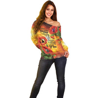 ANZAC Day Red Poppy Off Shoulder Sweater Honoring The ANZAC Spirit LT05 - Polynesian Pride