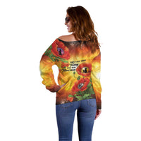 ANZAC Day Red Poppy Off Shoulder Sweater Honoring The ANZAC Spirit LT05 - Polynesian Pride