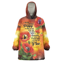 ANZAC Day Red Poppy Wearable Blanket Hoodie Honoring The ANZAC Spirit LT05 One Size Orange - Polynesian Pride