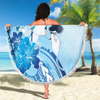 Aotearoa Maori Wahine Beach Blanket Fantail Bird Blue Gold Marble LT05 - Polynesian Pride