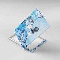 Aotearoa Maori Wahine Canvas Wall Art Fantail Bird Blue Gold Marble LT05 With Frame Blue - Polynesian Pride