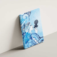 Aotearoa Maori Wahine Canvas Wall Art Fantail Bird Blue Gold Marble LT05 - Polynesian Pride