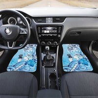 Aotearoa Maori Wahine Car Mats Fantail Bird Blue Gold Marble LT05 Set 2pcs - Front Blue - Polynesian Pride