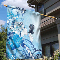 Aotearoa Maori Wahine Garden Flag Fantail Bird Blue Gold Marble LT05 - Polynesian Pride