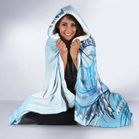 Aotearoa Maori Wahine Hooded Blanket Fantail Bird Blue Gold Marble LT05 - Polynesian Pride