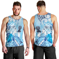 Aotearoa Maori Wahine Men Tank Top Fantail Bird Blue Gold Marble LT05 - Polynesian Pride