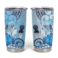 Aotearoa Maori Wahine Tumbler Cup Fantail Bird Blue Gold Marble LT05 Blue - Polynesian Pride